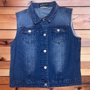 Allegra K - Button Down - Jean Jacket Vest